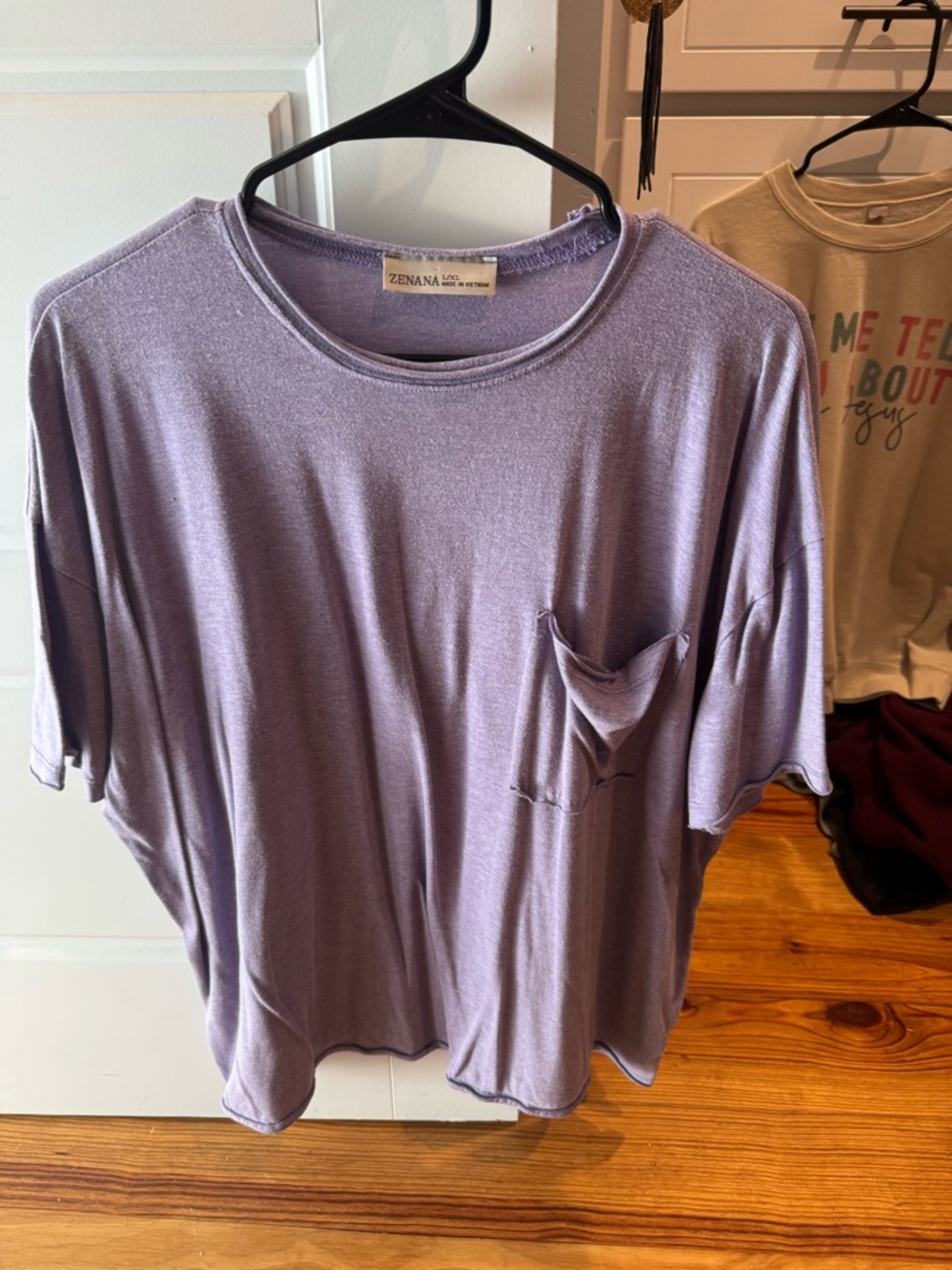 Zena Lavender Relaxed Short-Sleeve Pocket Tee